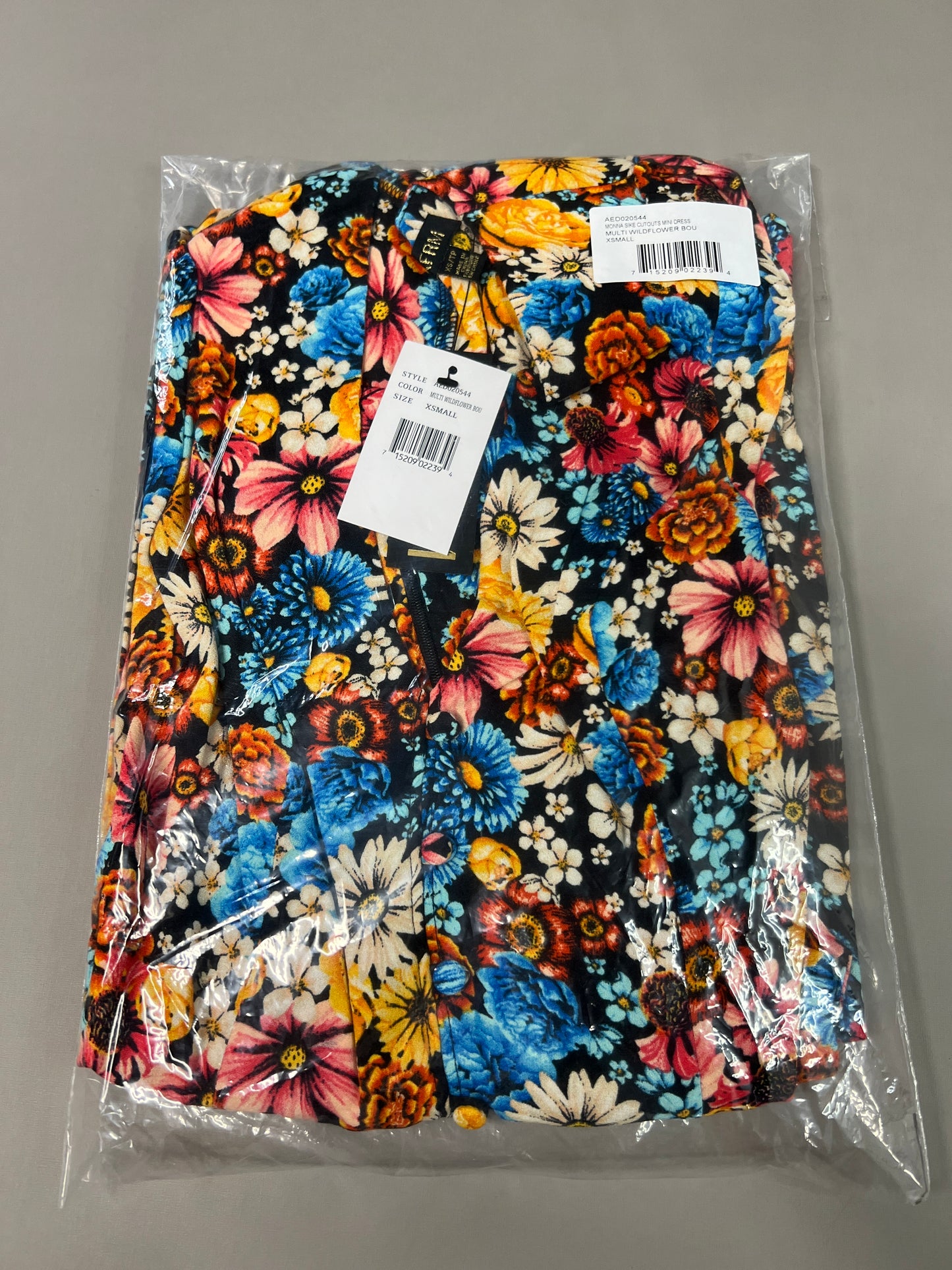 AFRM X Revolve Monna Sike Cutouts Mini Dress Women's XS Multi Wildflower AED020544 (New)