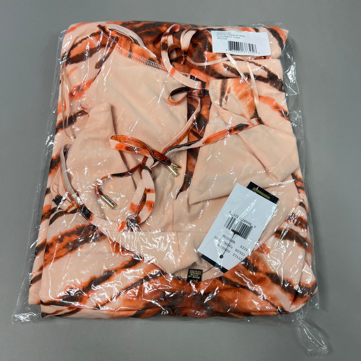 AFRM X Revolve Kalina Halter Mesh Mini Dress Women's M Placement Tiger AED021762 (New)