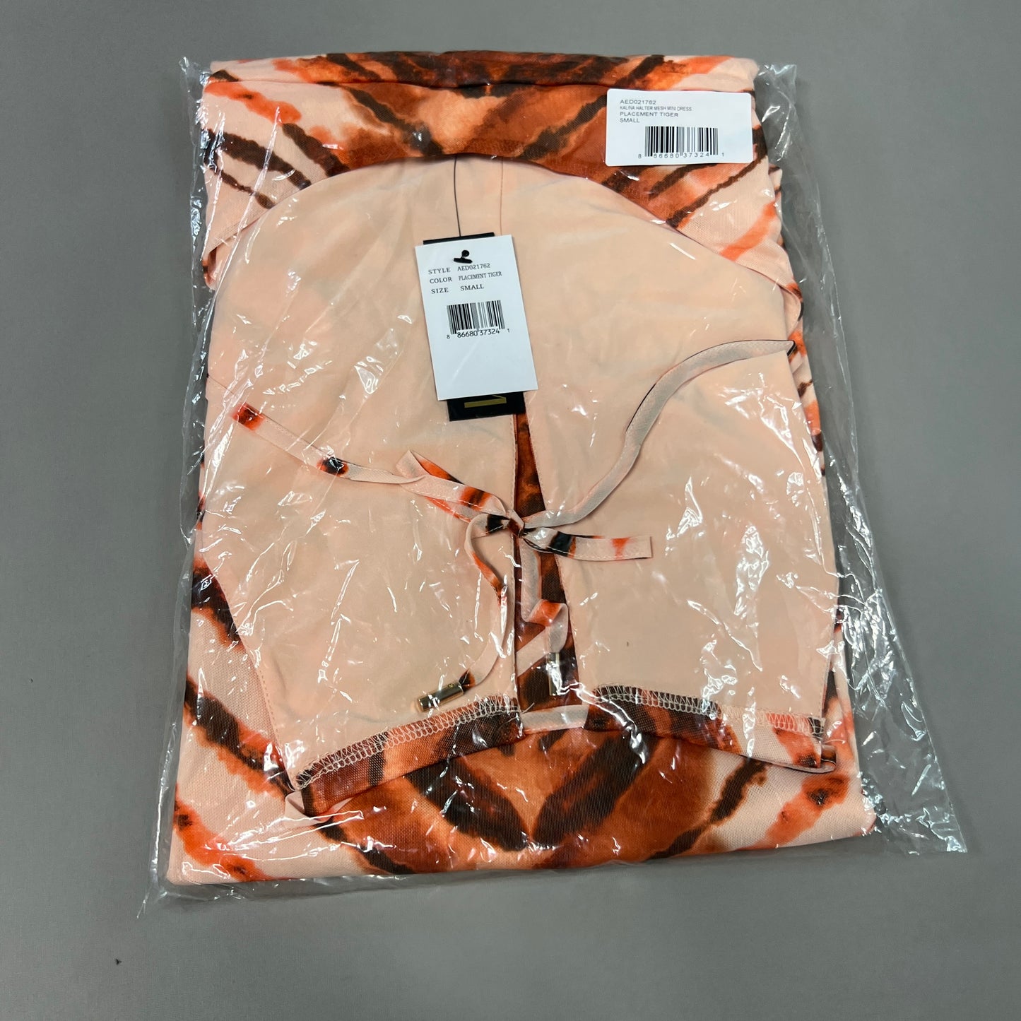 AFRM X Revolve Kalina Halter Mesh Mini Dress Women's S Placement Tiger AED021762 (New)