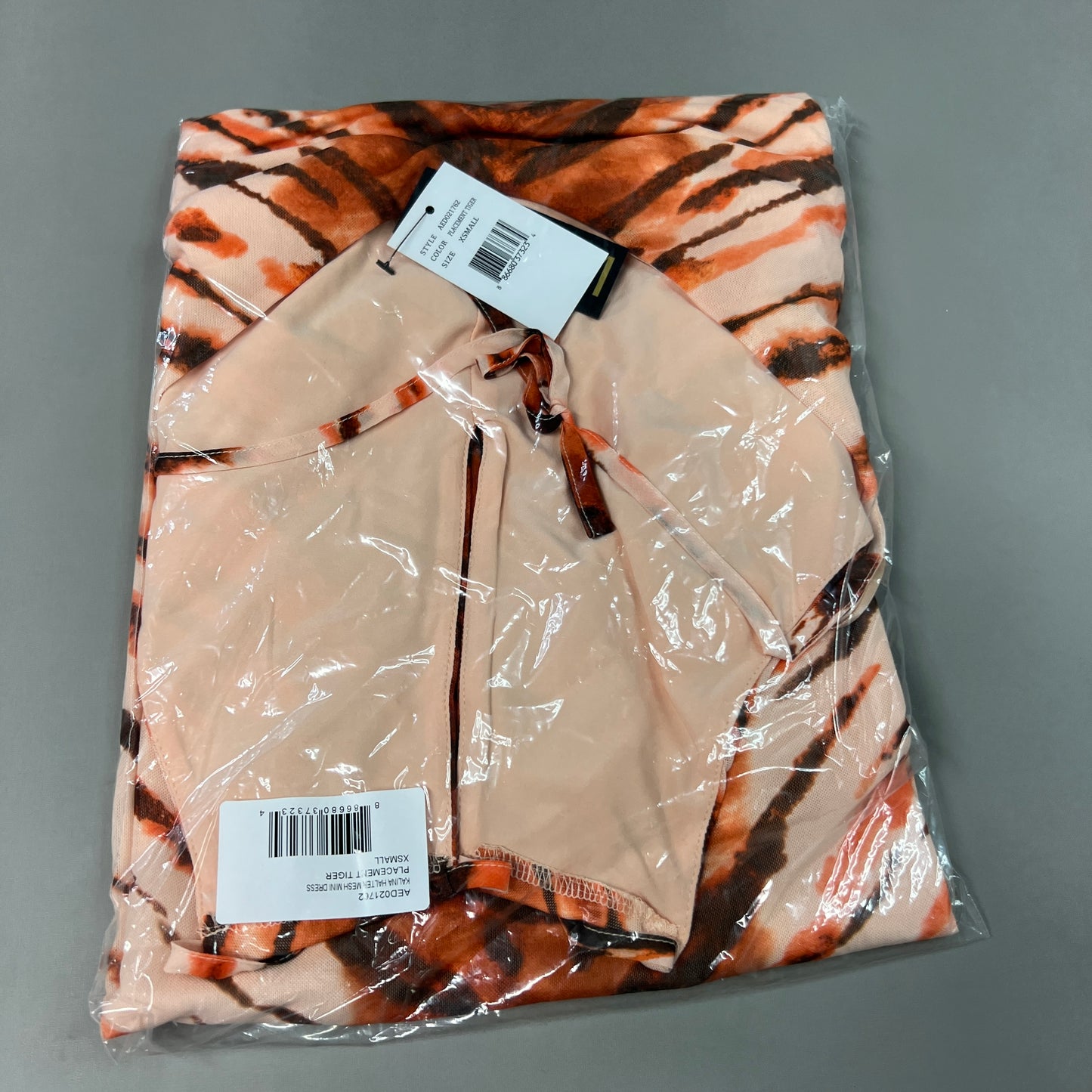 AFRM X Revolve Kalina Halter Mesh Mini Dress Women's XS Placement Tiger AED021762 (New)