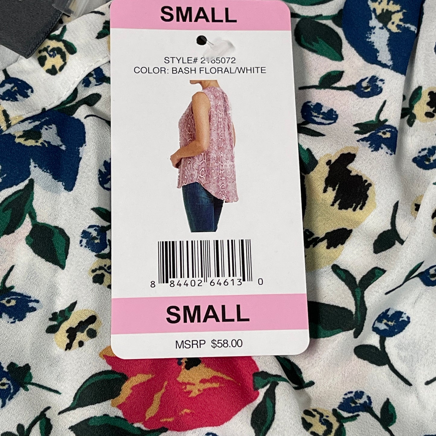 CHELSEA & THEODORE Sleeveless Blouse Women's Size S Bash Floral White 2165072 (NEW)