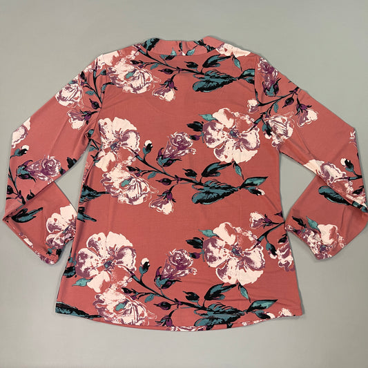 STUDIO BY D&Co Printed Long Sleeve Top Women's Sz S Classic Rose Floral (New)