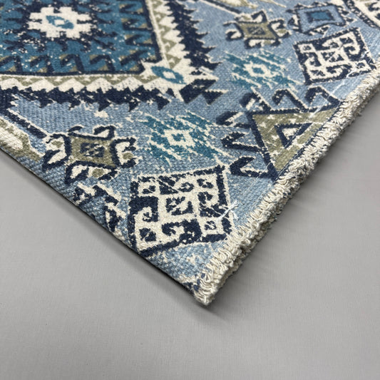 NICOLE MILLER HOME Table Runner 16" x 72" Blue Aztec Pattern 502524 (New)