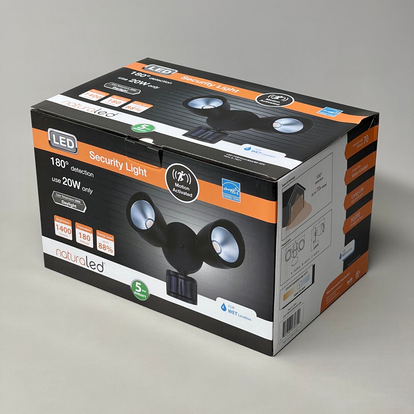 NATURALED LOT OF 3! Outdoor LED Security Lights w/ Motion Sensor 7031 (New)