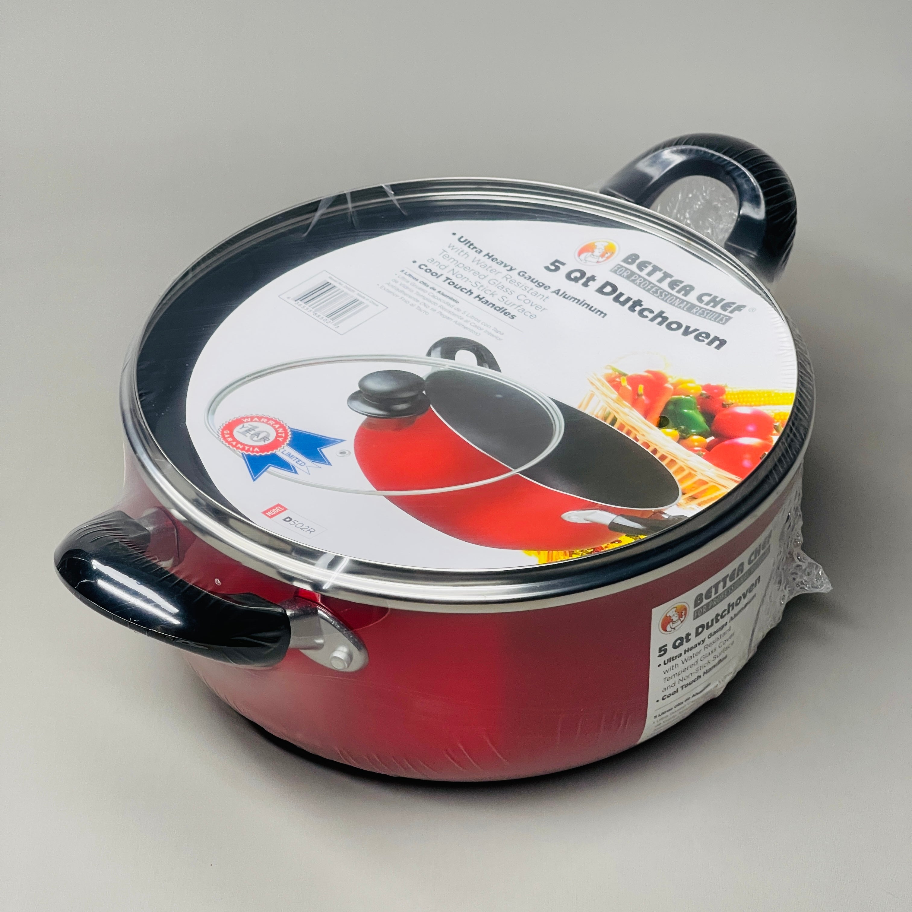 Better Chef 13-Quart Aluminum Dutch Oven with Glass Lid - Red, Non