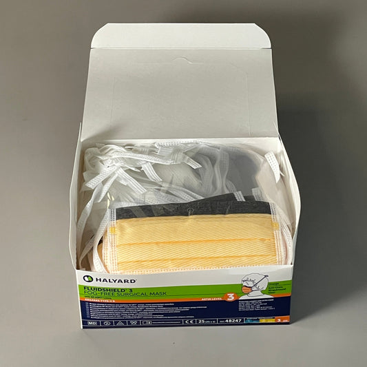 HALYARD Fluidshield 3 Fog-Free Surgical Mask 100 Pieces 48247 (New)