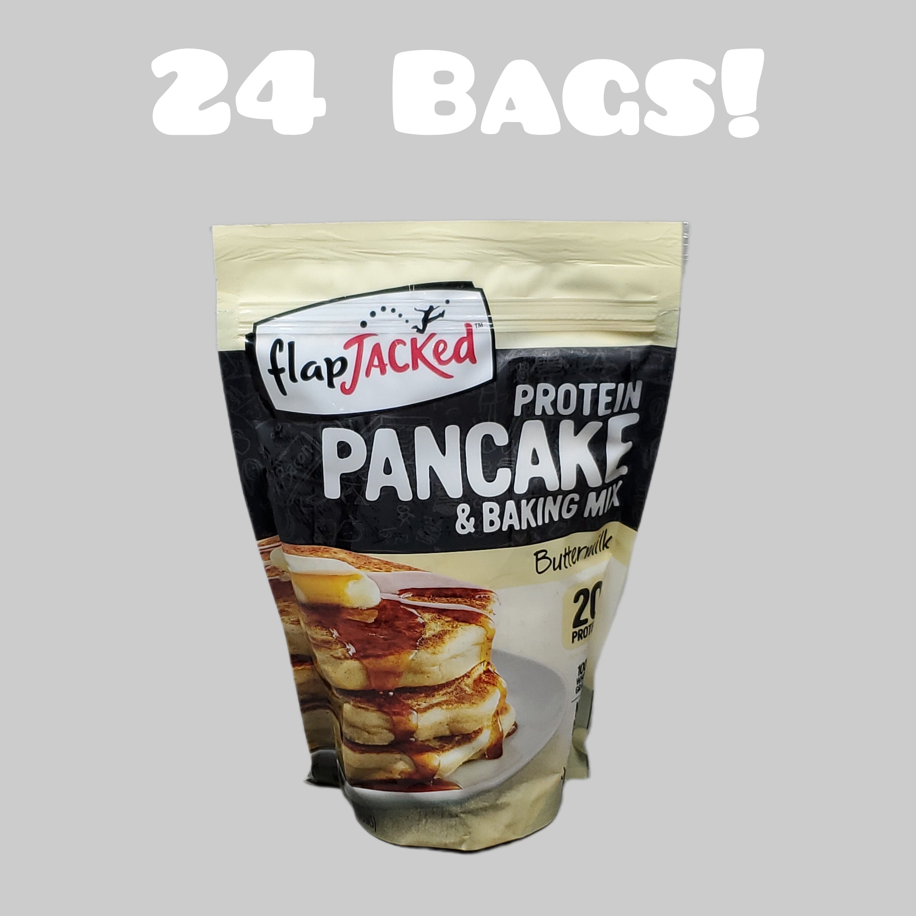 ZA FLAPJACKED 24 Pack of Buttermilk Protein Pancake & Baking Mix 12 o