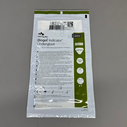 MOLNLYCKE Biogel Latex Surgical Indicator Underglove SZ 8 Green 50 Pairs 31280 (New)
