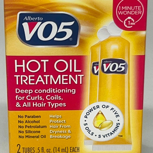 ALBERTO Vo5 Hot Oil Treatment 2-PACK! (2 tubes/box = 4 total tubes) 0.5 fl oz (New)