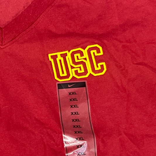 NIKE USC Trojans Logo Dri-Fit V-Neck T-Shirt Women's Sz XXL Cardinal Red DQ1708-613 (New)