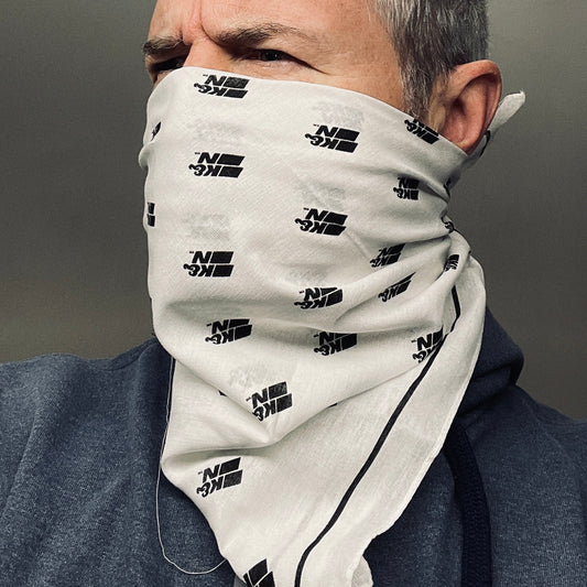 K&N (9 PACK) Bandana Neck Gator Handkerchief White/Black 87-4018-Bandana
