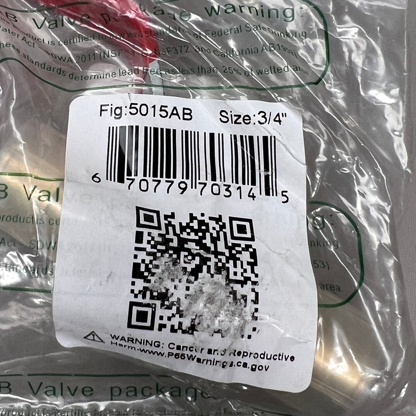 RED-WHITE VALVE Brass LF PEX Ball Valve 3/4" 0.5 lb 5015AB (New)