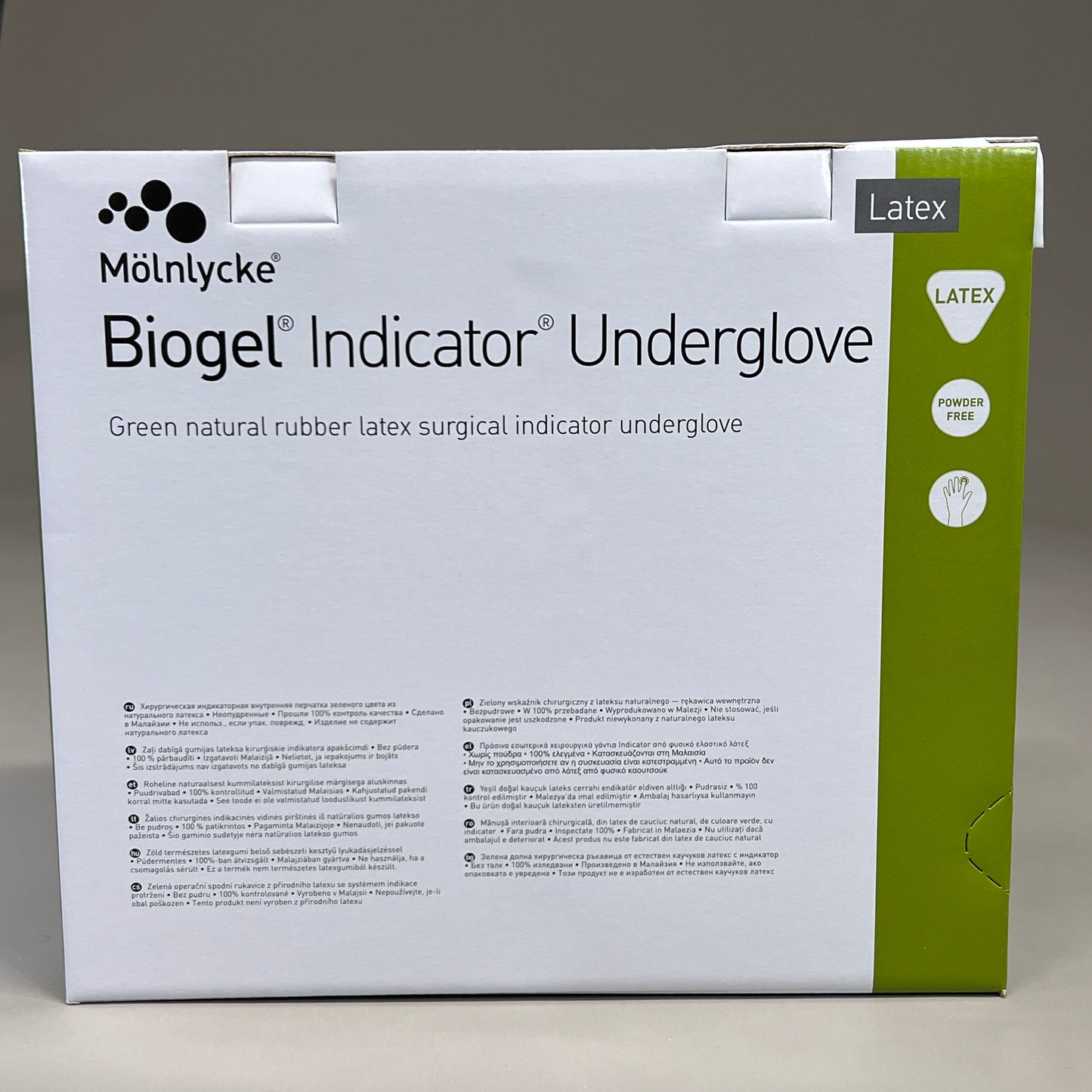 MOLNLYCKE Biogel Latex Surgical Indicator Underglove SZ 8 Green 50 Pairs 31280 (New)