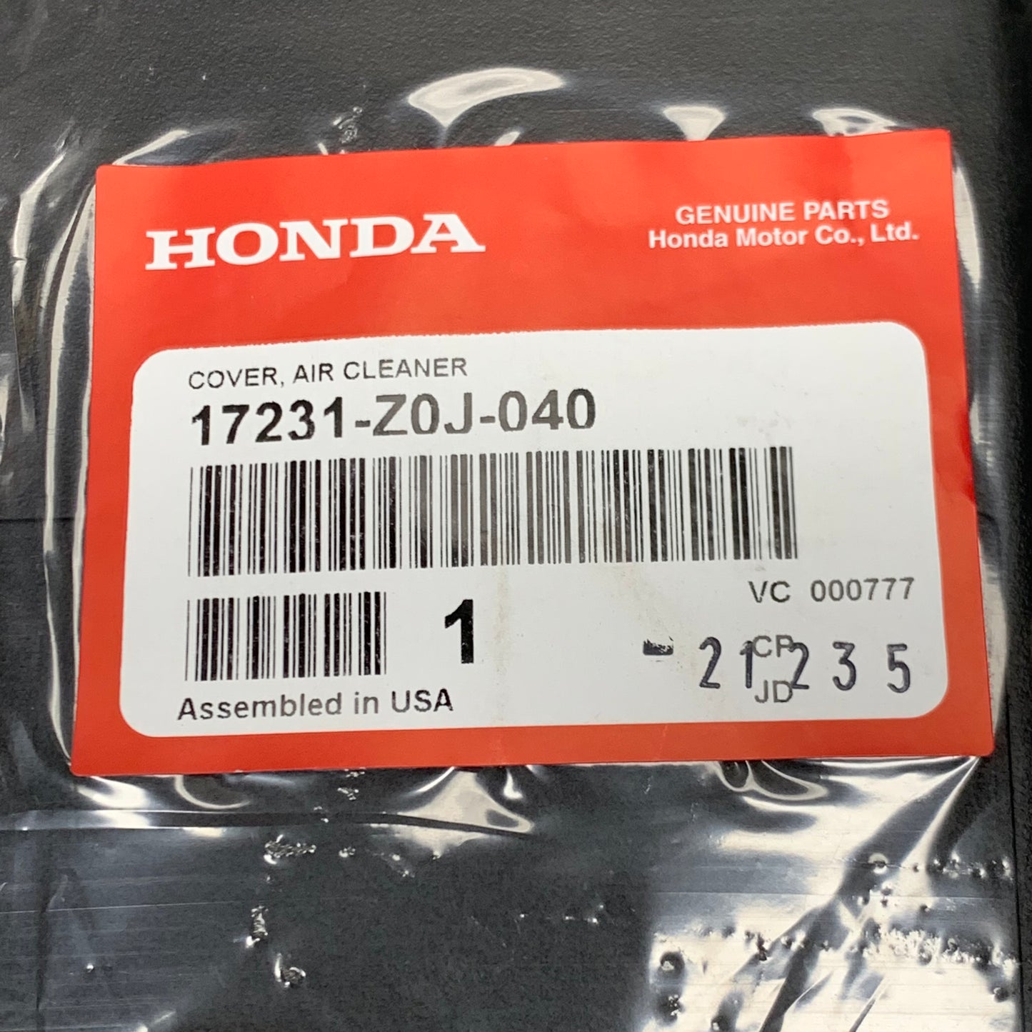HONDA Air Cleaner Cover for Lawn Mower 17231-Z0J-040 OEM (New)