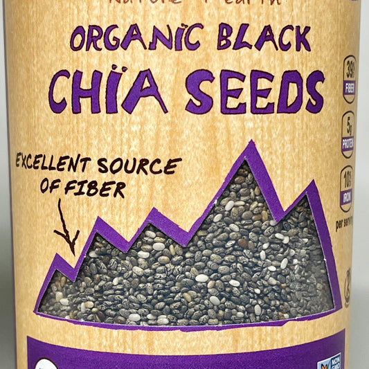 ZA@ NATIERRA Nature & Earth Organic Black Chia Seeds 7 oz Shakers / 2 Cartons (New) C