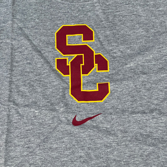 NIKE USC Interlock Trojans Logo Dri-Fit T-Shirt Women's Sz XS Grey DJ3113-063 (New)