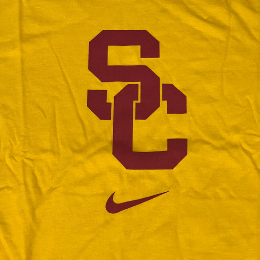 NIKE USC Trojans SC Interlock Logo T-Shirt Men's Sz M Gold/Yellow DD7280-739 (New)