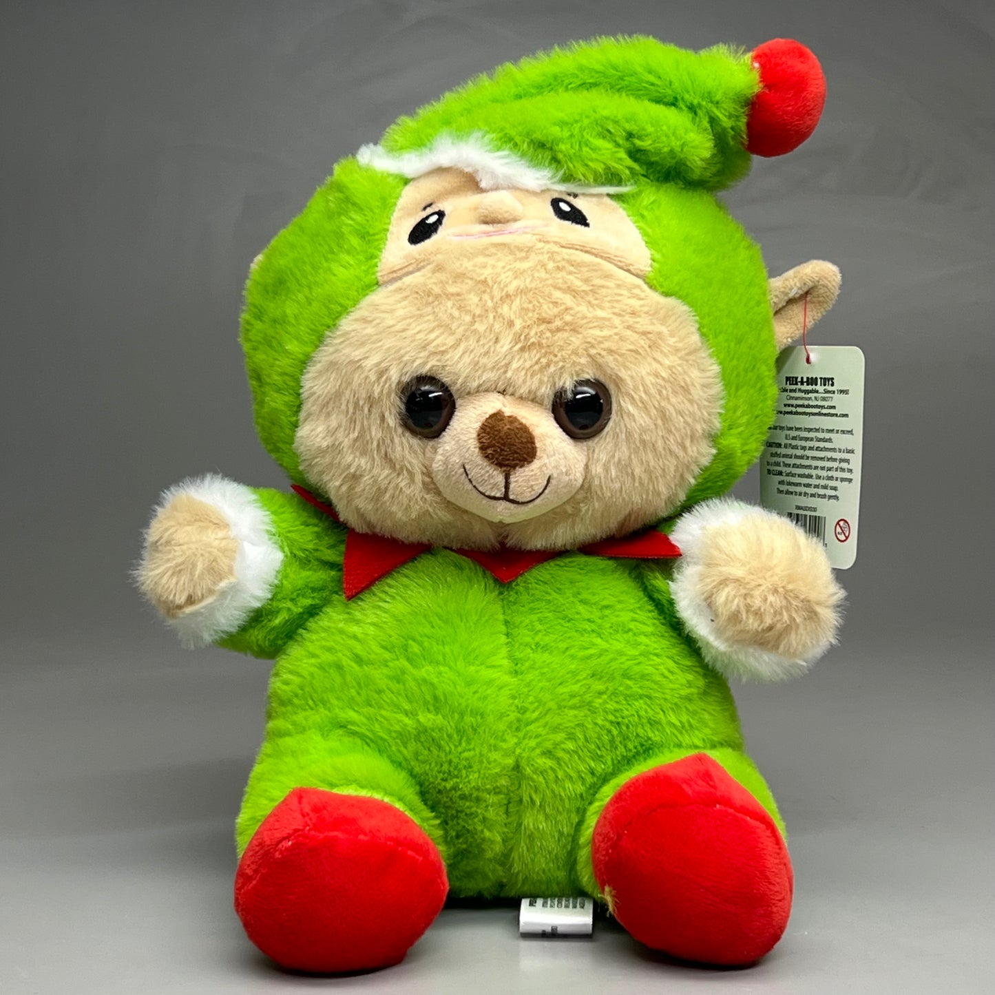PEEK A BOO TOYS Huggable Teddy Bear Elf Green XMASDIS30
