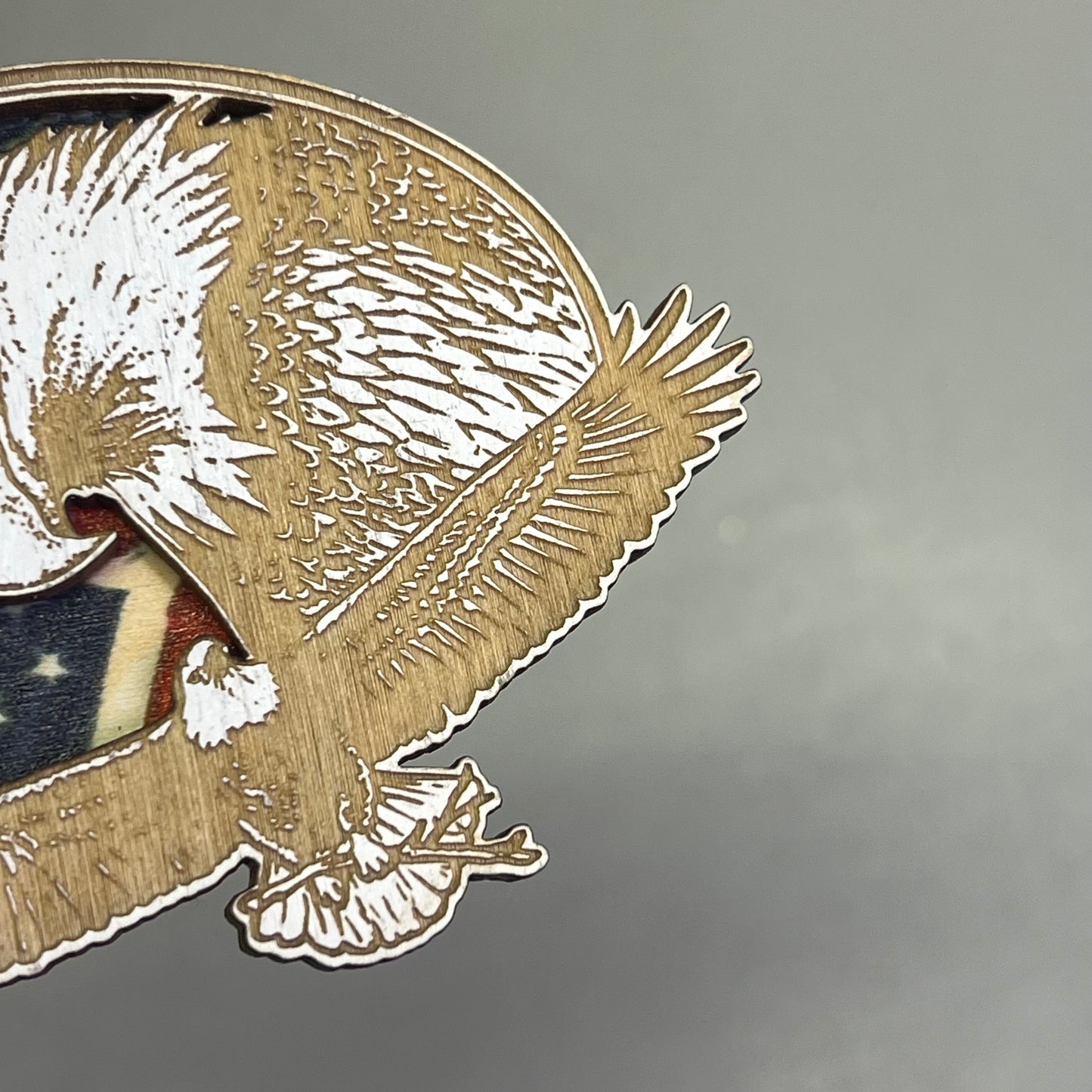 (2 PACK) American Eagle w/ Flag Lasered Wood Magnet Souvenir From JUNEAU, AK