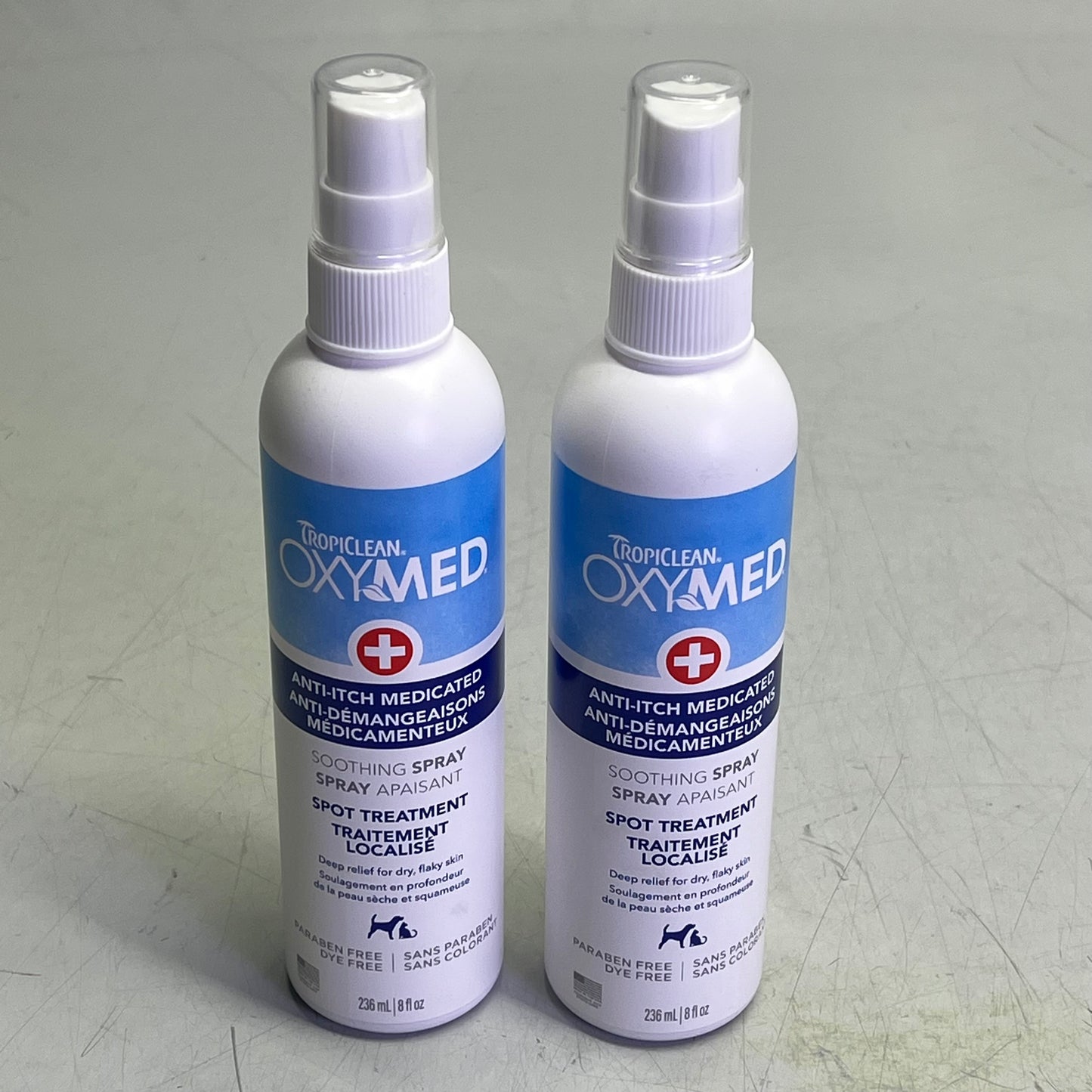 TROPICLEAN (2 PACK) Oxymed Anti-Itch Medicated Soothing Spray 8 fl oz