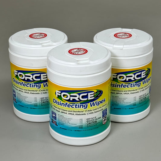 FORCE2(3 PACK,660 WIPES TOTAL) Disinfecting Wipes Effective Against 51 Pathogens