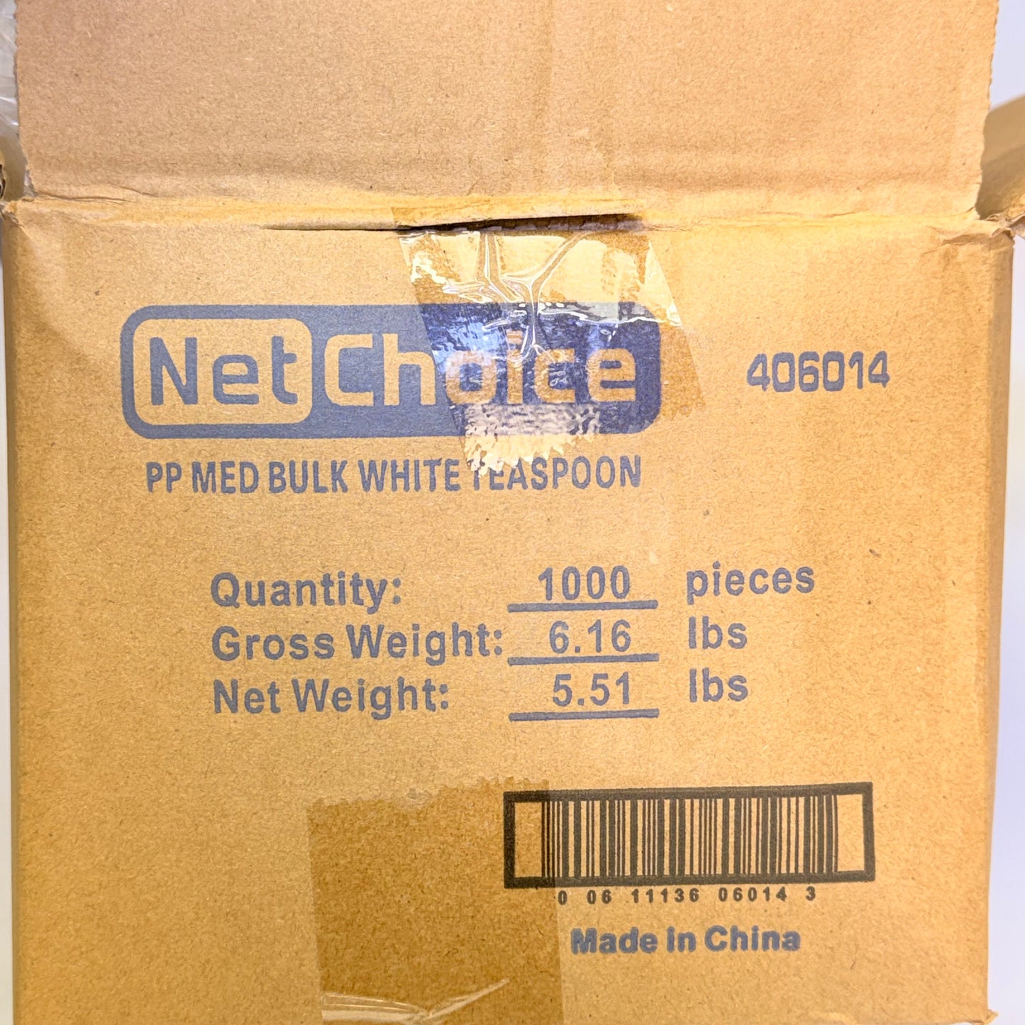 ZA@ NETCHOICE (Box Of 1000) White Teaspoon Medium Weight Polypropylene 406014 (New-Other) C