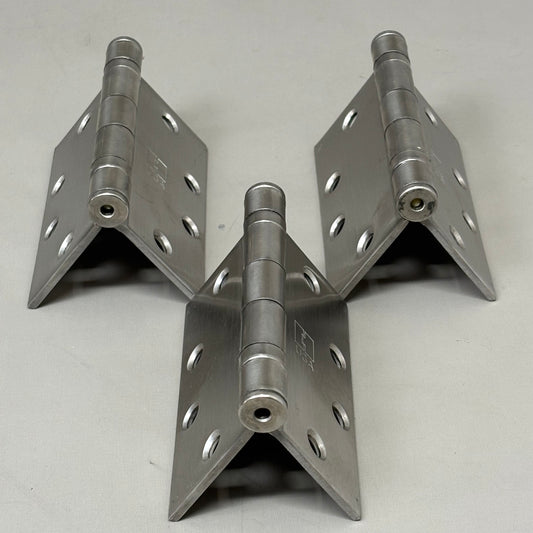 HAGER (3 PACK) Full Mortise Hinge 5 Knuckle Stainless Steel BB1191 Series 4.5"