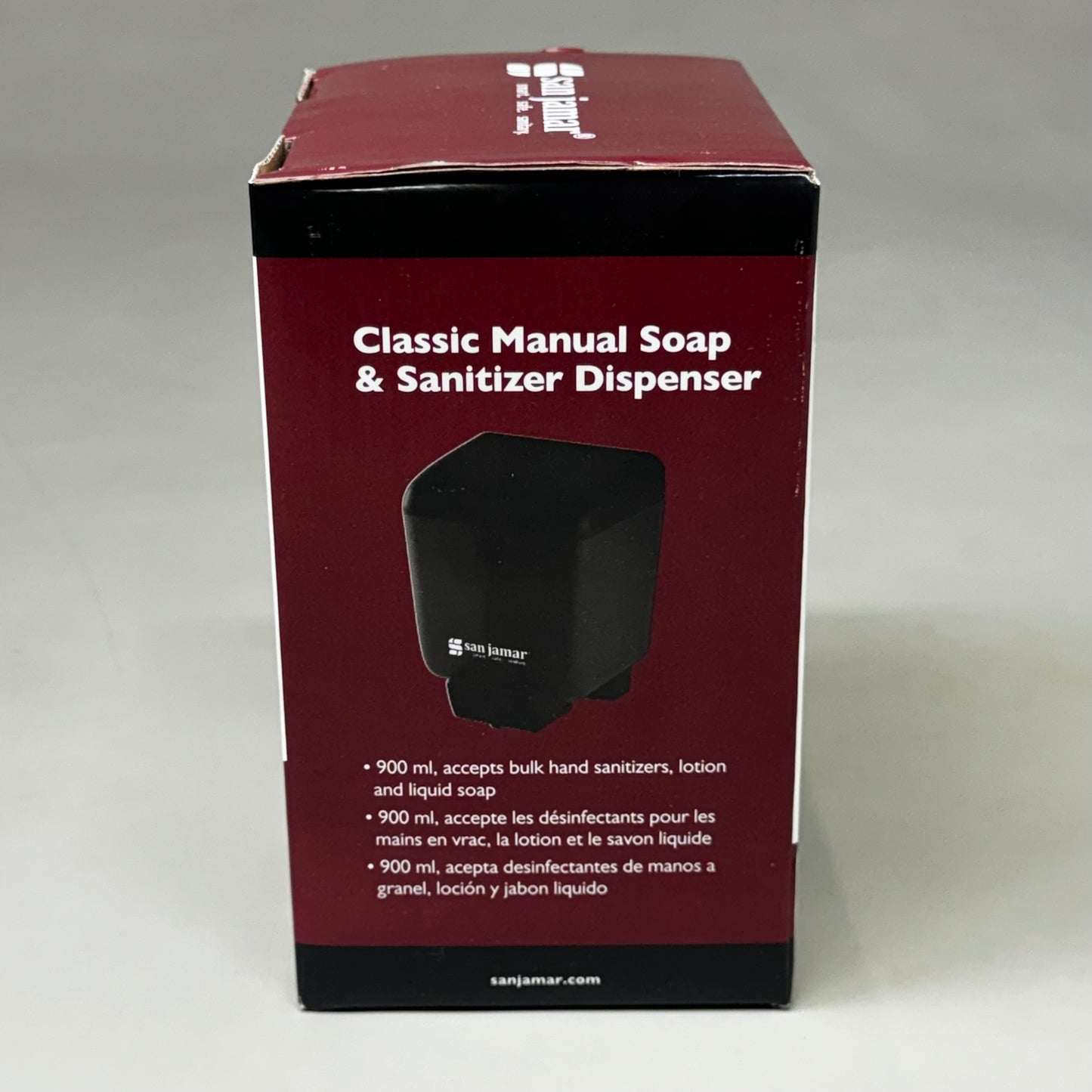 SAN JAMAR Classic Manual Refillable Soap Dispenser Wall Mount 30oz Black SN30TBK