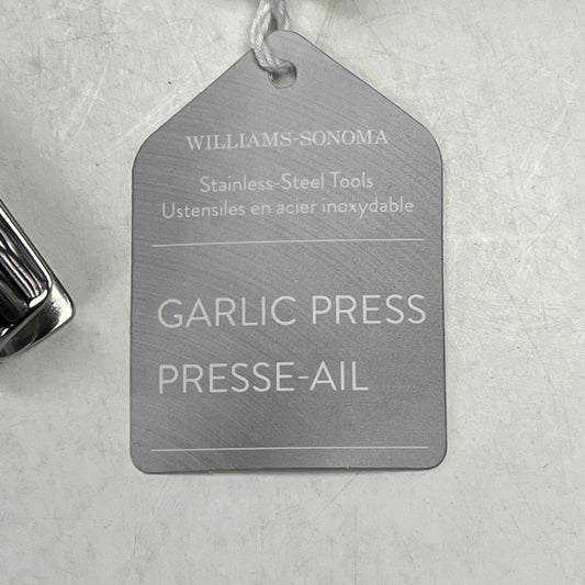 WILLIAM SONOMA  Durable Garlic Press Stainless Steel Innovative Design 6.5" L