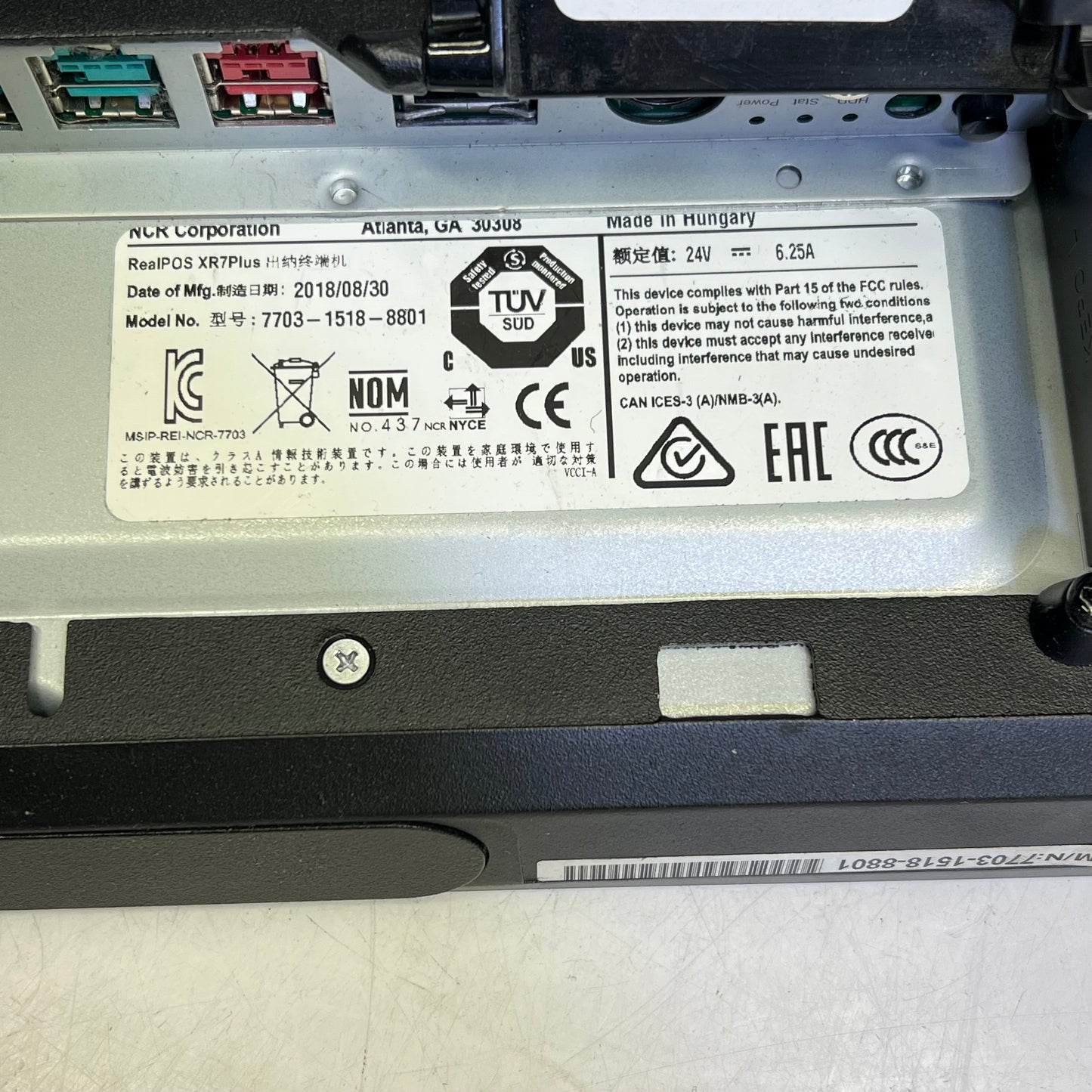 NCR Touchscreen POS Xrr7 Plus 19"x12"x3" Black 7703-1518-8801 (As-is)