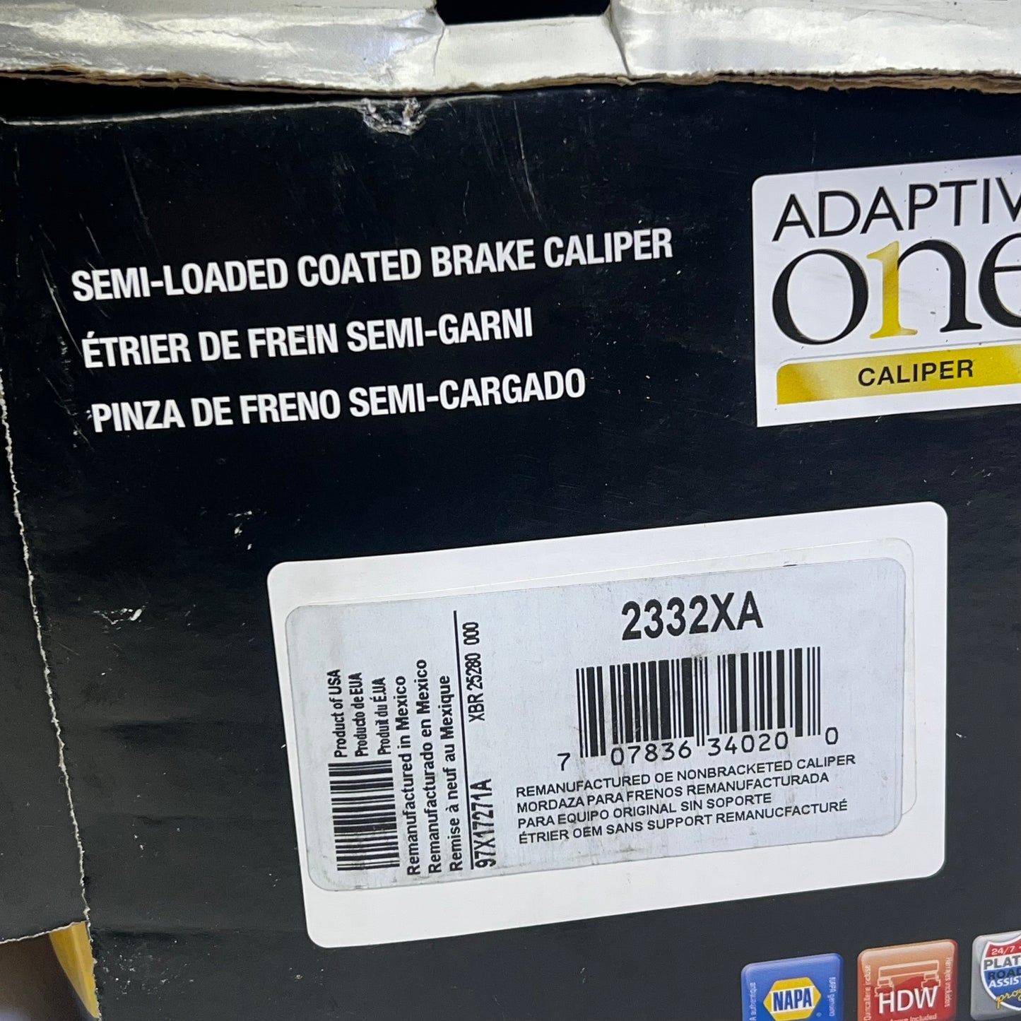 ADAPTIVE ONE Napa Remanufactured One Brake Caliper Single Piston Floating 2332XA