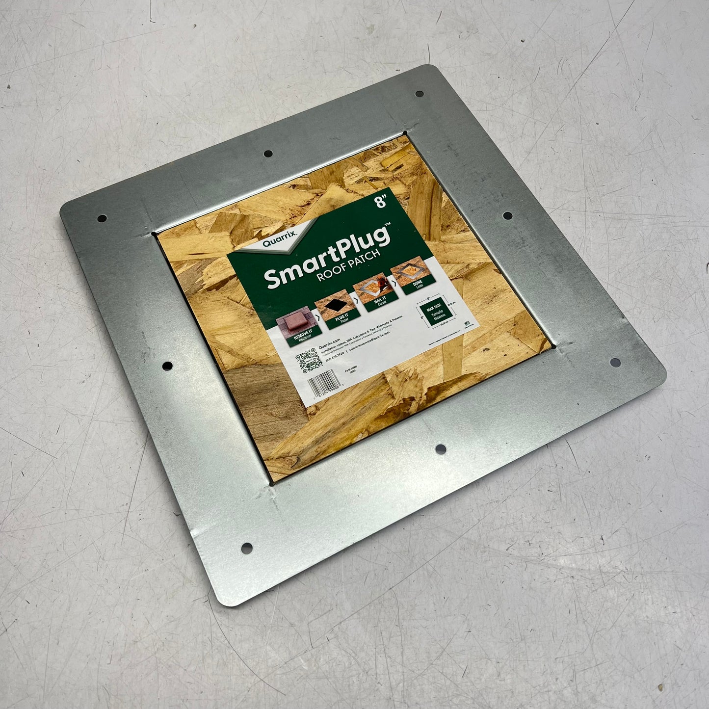 QUARRIX Smart Plug Roof Patch 24 Gauge Galvanized Steel 8" 7/16" Thick 990088