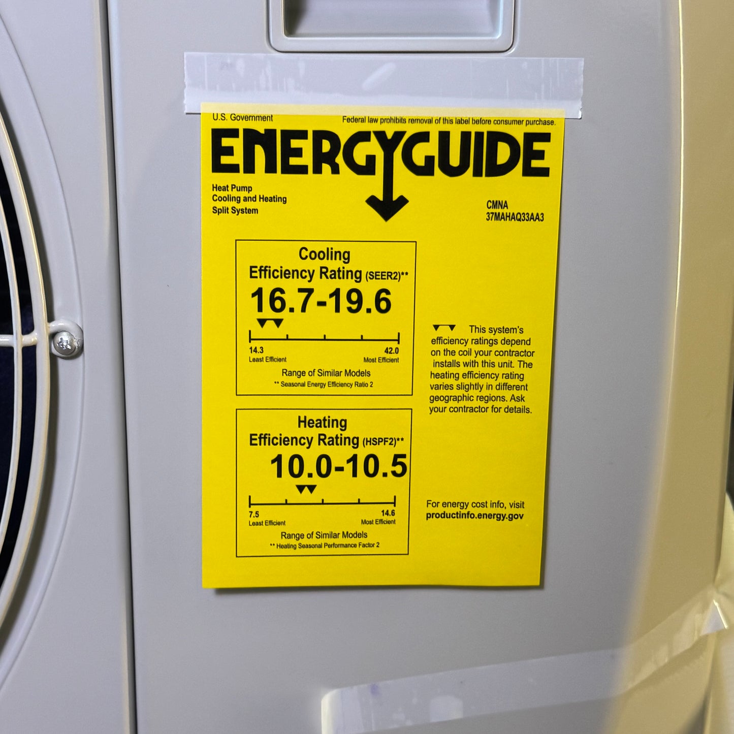 CARRIER Outdoor Heat Pump AC Unit 33,000 BTU 208/230V - 37MAHAQ33AA301