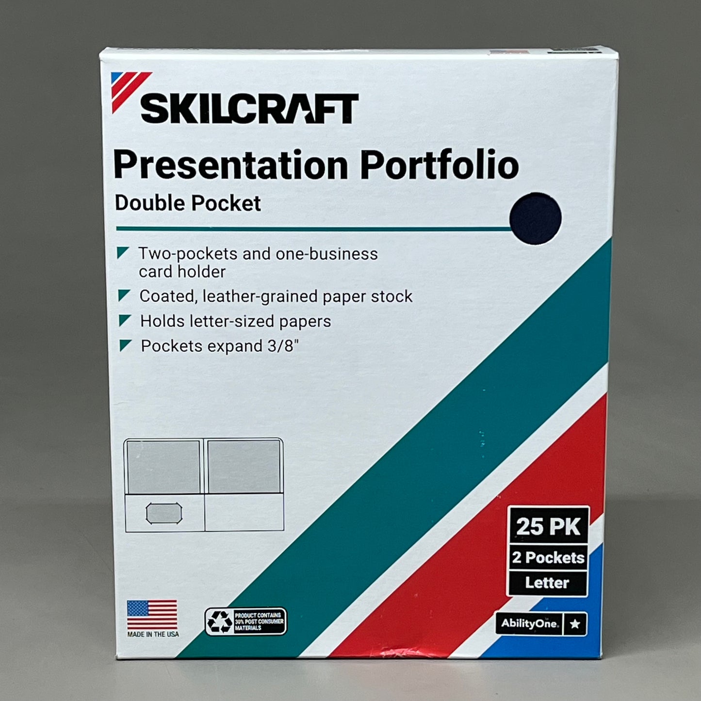 SKILCRAFT (2 PACK, 50 TOTAL) Double Pocket Presentation Portfolio Multicolor