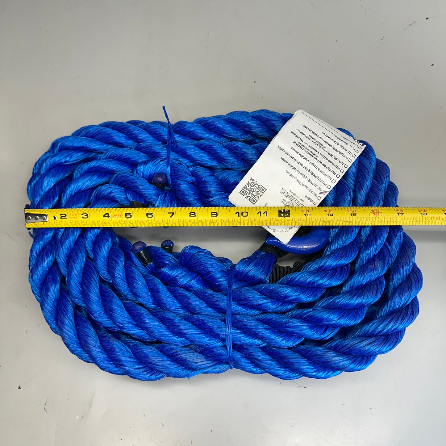 CUSTOM ROPES Tow Rope 1/2 Ton Pickup Truck 25,000 lb Capacity Blue T025