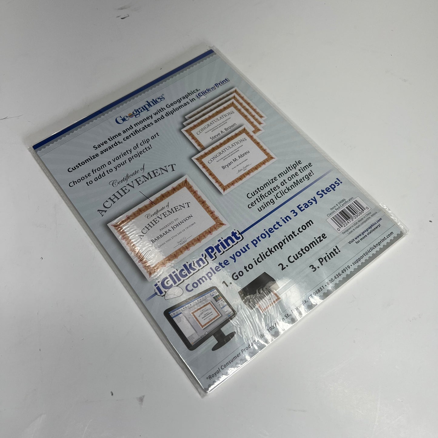 GEOGRAPHICS (3 PACK, 25 SHEETS EACH) Parchment Certificates 8.5"x11" Red 39086