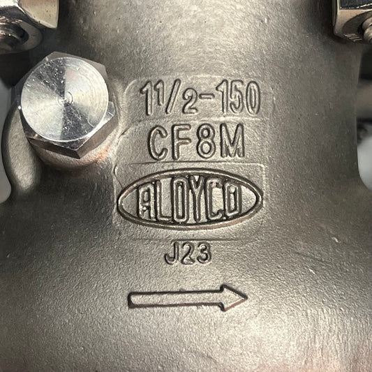 ALOYCO CF8M Swing Check Valve Class 150 316/PTFE Trim  1-1/2" Chrome 377