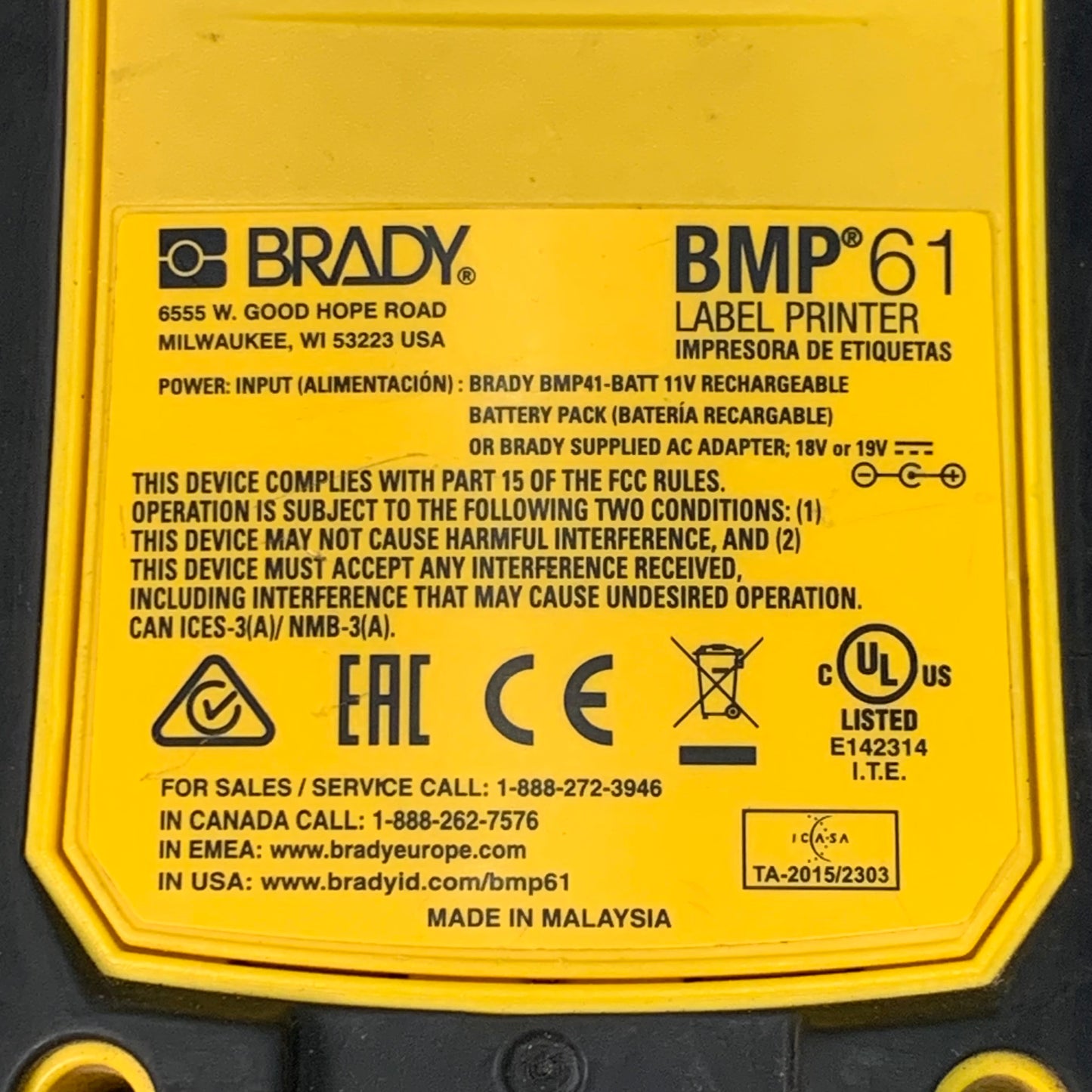 BRADY Portable Handheld Label Printer BMP61 W/ Box of Heat Shrink Labels (Pre-Owned)