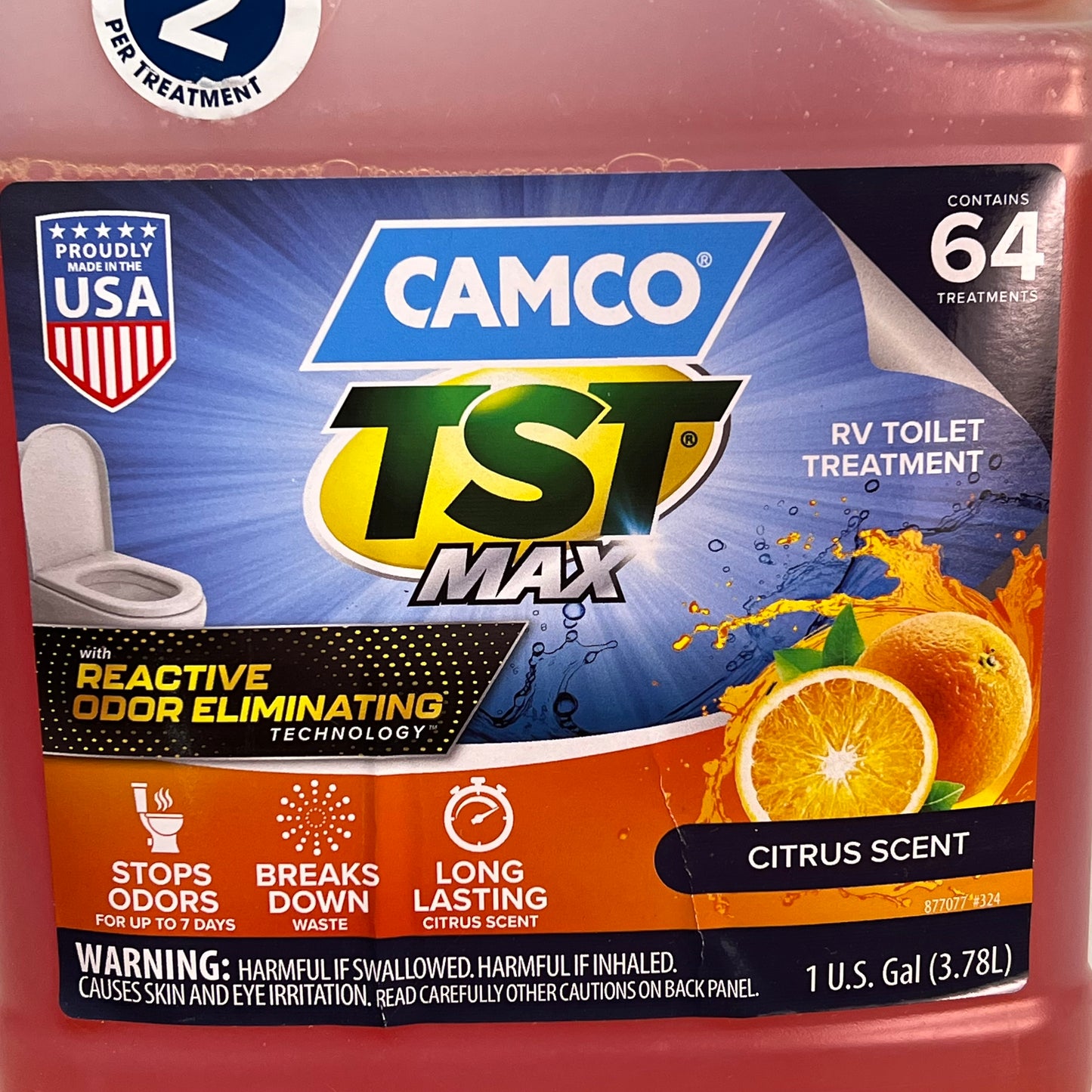ZA@ ZA@ CAMCO TST MAX RV Liquid Toilet Treatment Citrus Scent 1 Gal Orange 41173