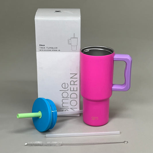 SIMPLE MODERN Stainless Steel Tumbler Cup w/ Silicone Straw 24 oz 80's Color Mix