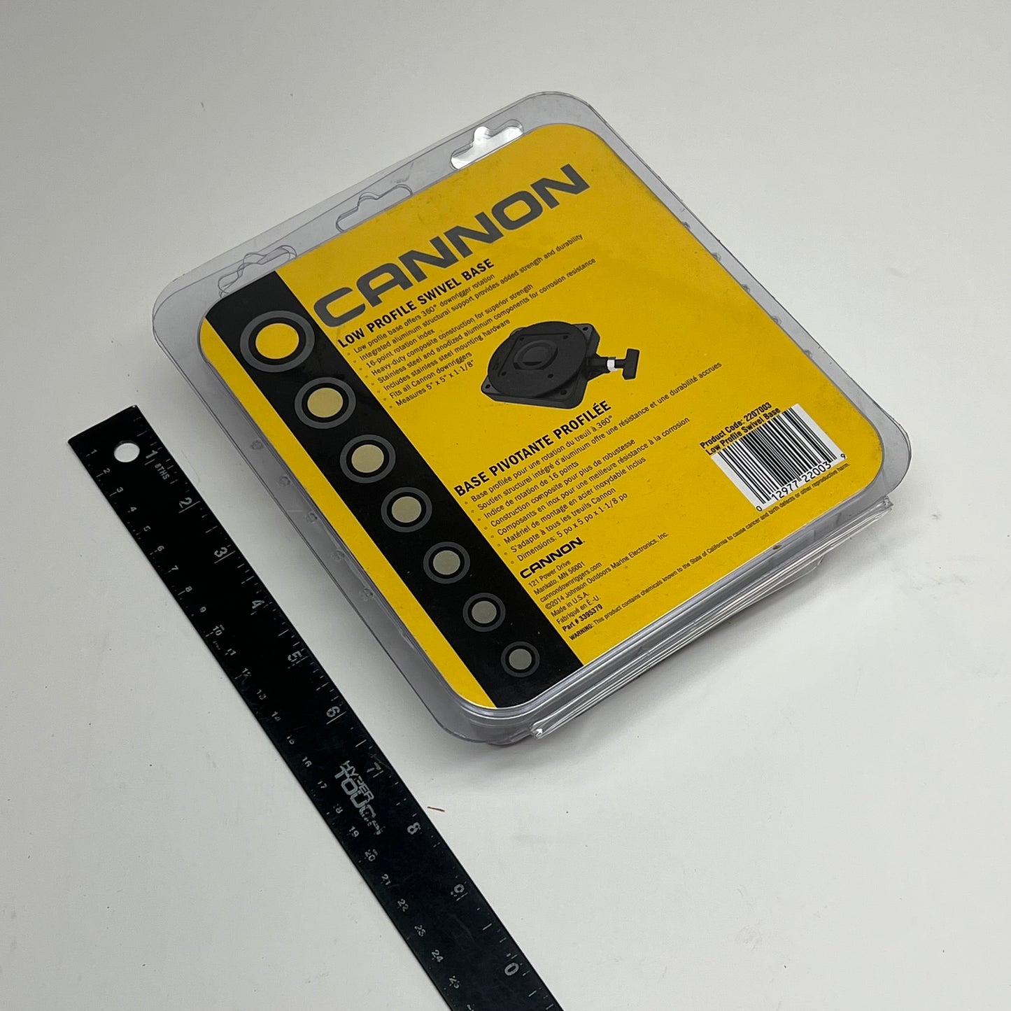 CANNON Low Profile Swivel Downrigger Base 16-Point 360° Rotation Black 2207003