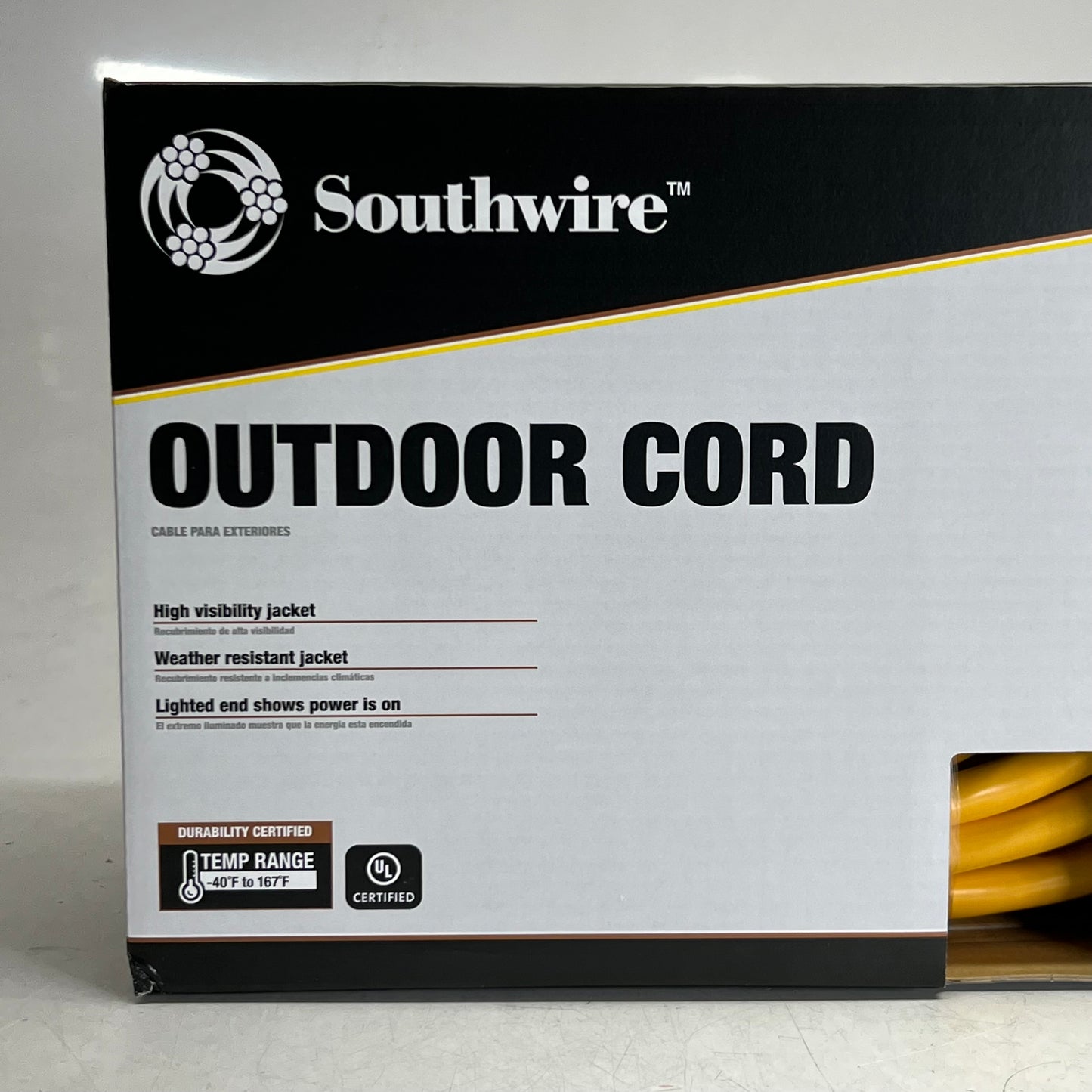 SOUTHWIRE Outdoor Extension Cord With Power Lightindicator 300V/15A Sz 50ft, Yellow 2688SW0002