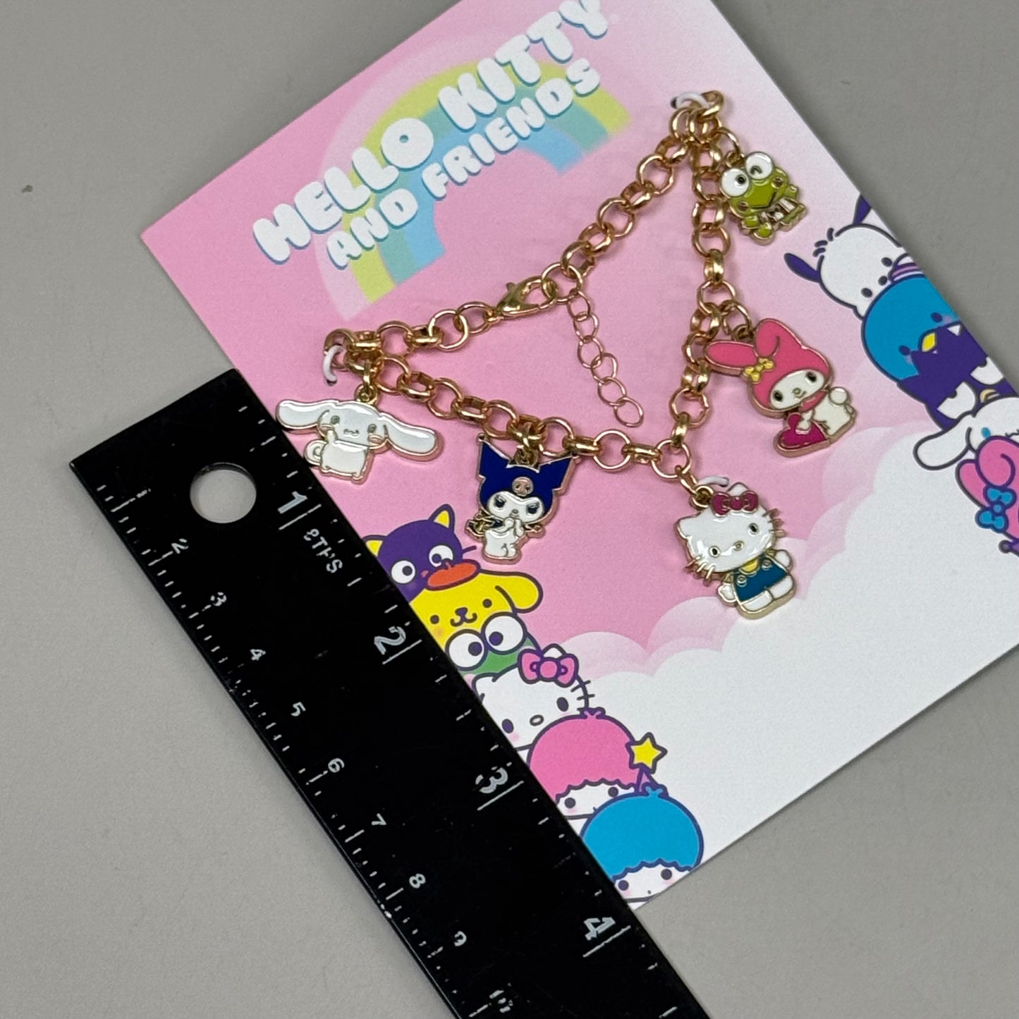 SANRIO Hello Kitty & Friends Charm Bracelet Gold-Tone Lobster Clamp Zinc 7" L