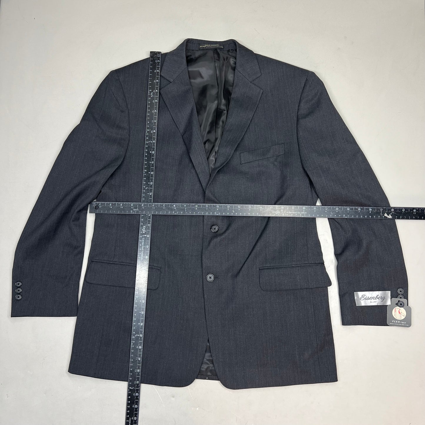 EISENBERG 2 Button Suit Blazer Men's Sz R 42 Grey SCOTT 2BTN CT W001746