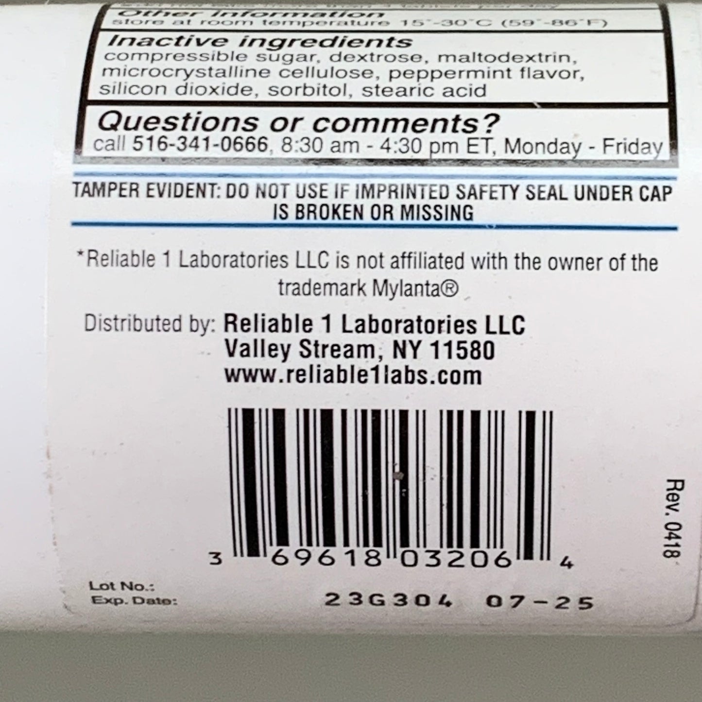 RELIABLE 1 (3 PACK!) Simethicone 125 MG Chew Tablets 60 Tablets 23G304 BB-07/2025