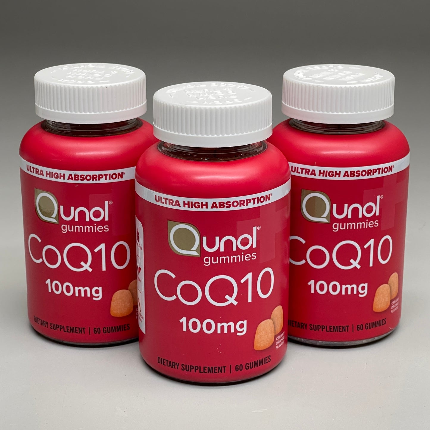 QUNOL (3 PACK) CoQ10 Gummy Dietary Supplements 100 mg 60 Count BB 10/2025