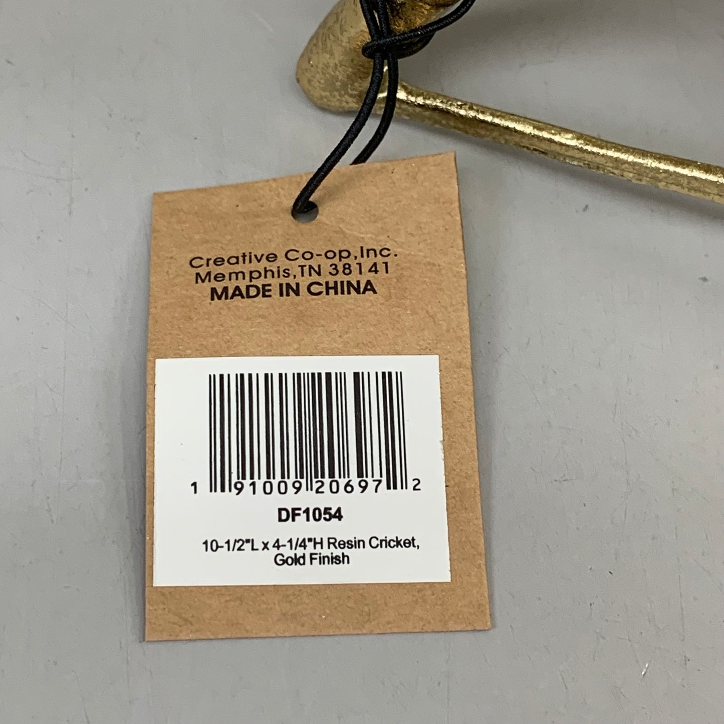 CREATIVE CO-OP Gold Resin Cricket Figurine 10"x4.5"x4.5" Overall Length Gold DF1054