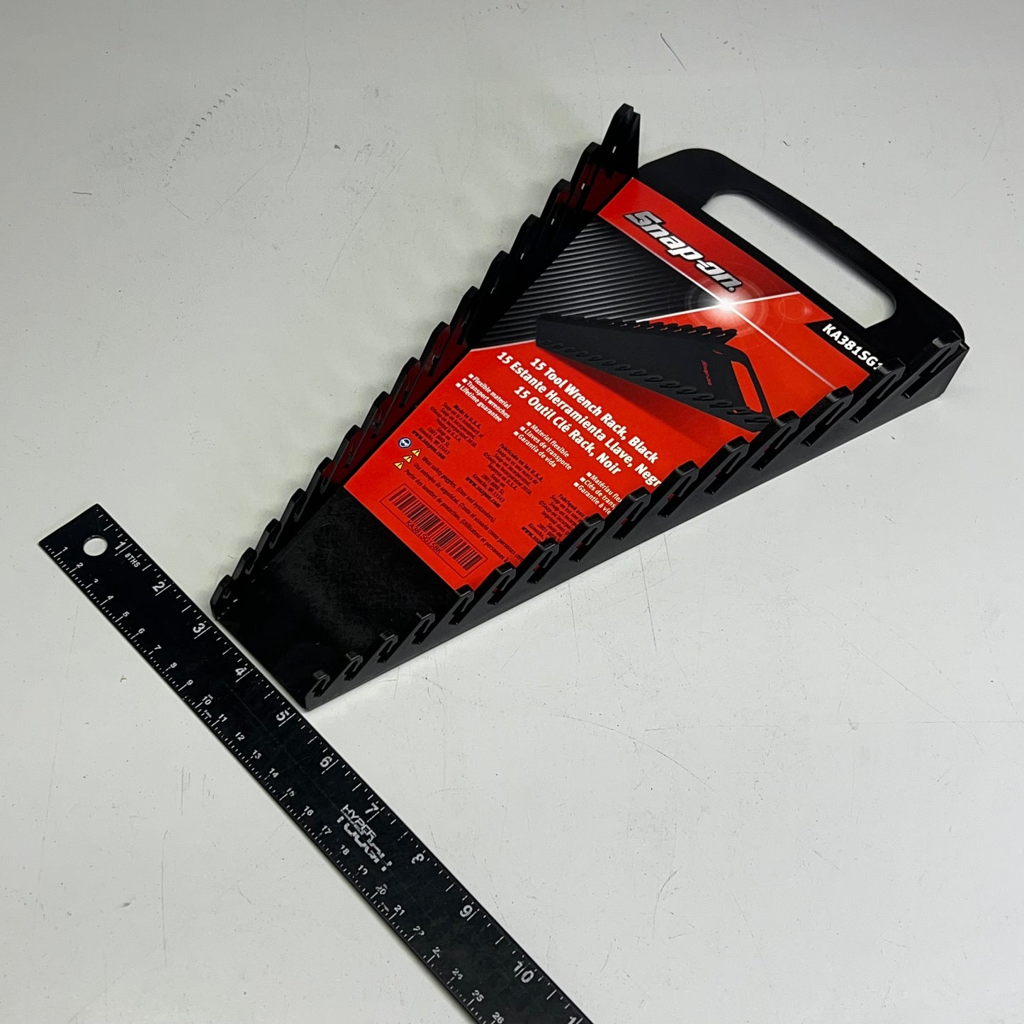 SNAP-ON 15 Tool Wrench Rack W/ Handle Fits 2" Deep Drawers Black KA381SG15BK