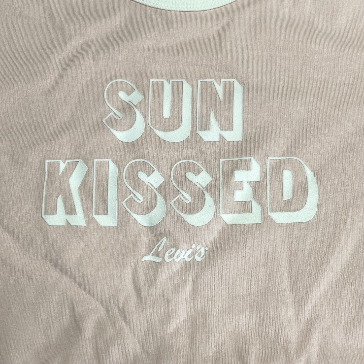 ZA@ LEVIS Graphic Logo "sun Kissed" Tee Shirt Women's Sz L Light Pink 005H20005 (As-Is)