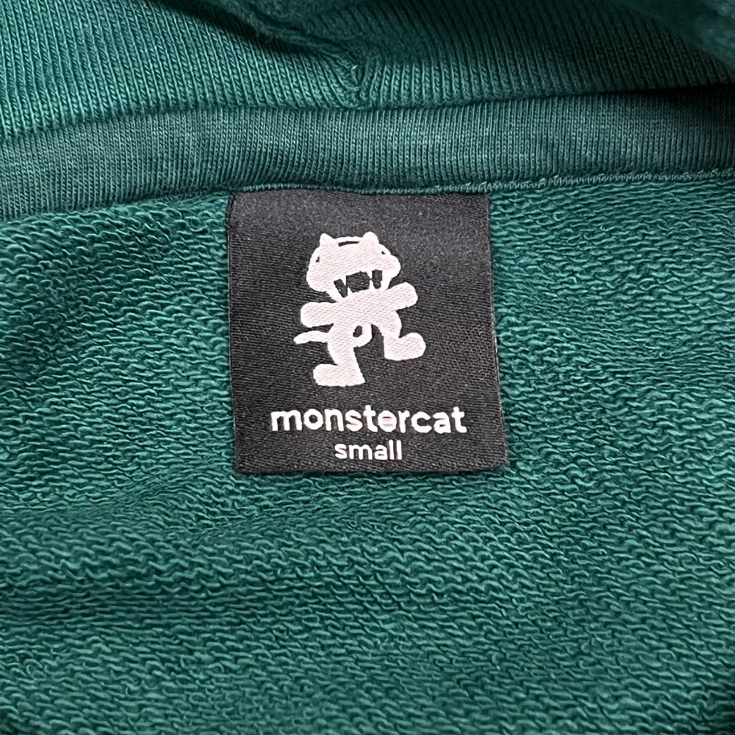 MONSTERCAT Hooded Drawstring Sweatshirt W/ Velvet Logo Men's Sz S Emerald Green